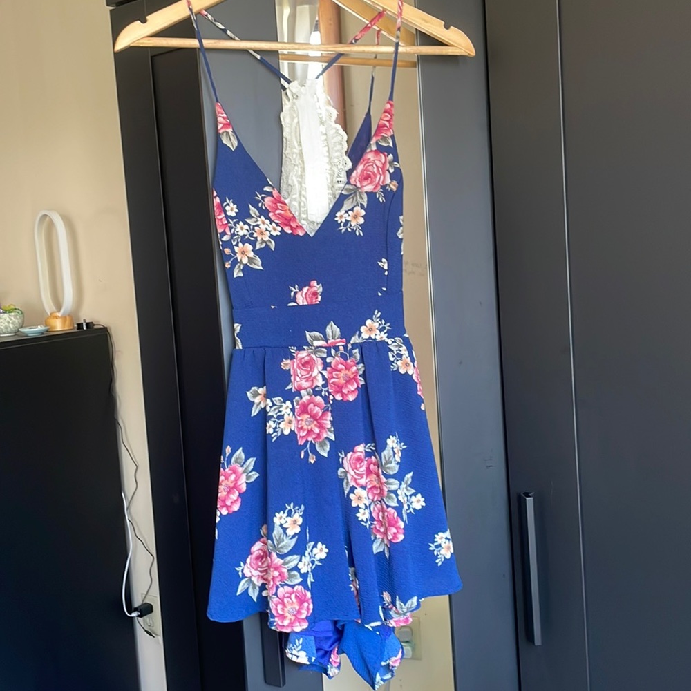 small blue floral romper